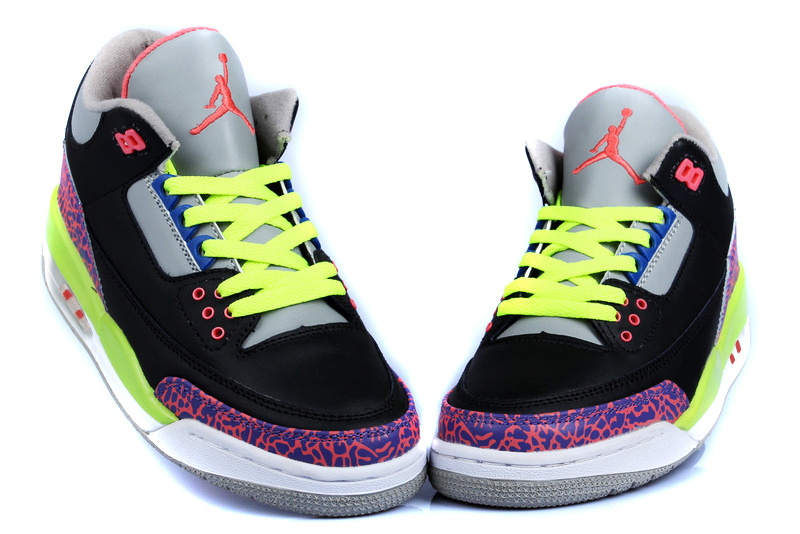 Air Jordan 3 Kid\'S Shoes Black/Greenyellow/Blue/Hotpink Online